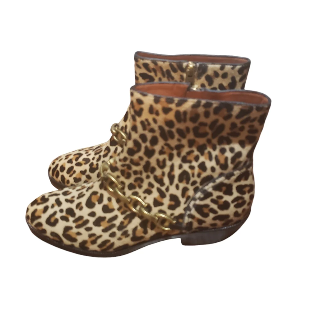 Coach Allen Signature chain leopard print BOOT size 10 new